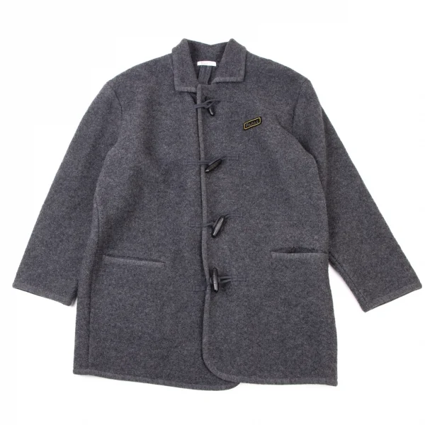 パパスPapas 圧縮ウールトグルボタンハーフコート グレーL位 (K-136649)