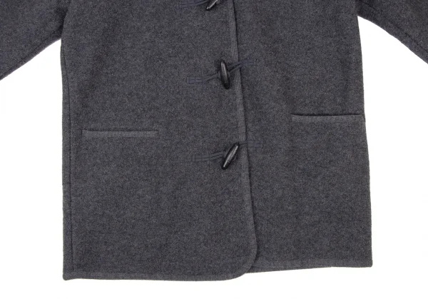 パパスPapas 圧縮ウールトグルボタンハーフコート グレーL位 (K-136649)