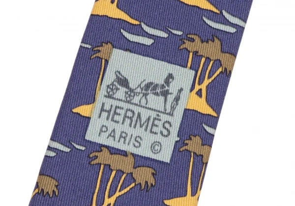 エルメスHERMES パーム柄シルクネクタイ 紫 (K-136578)