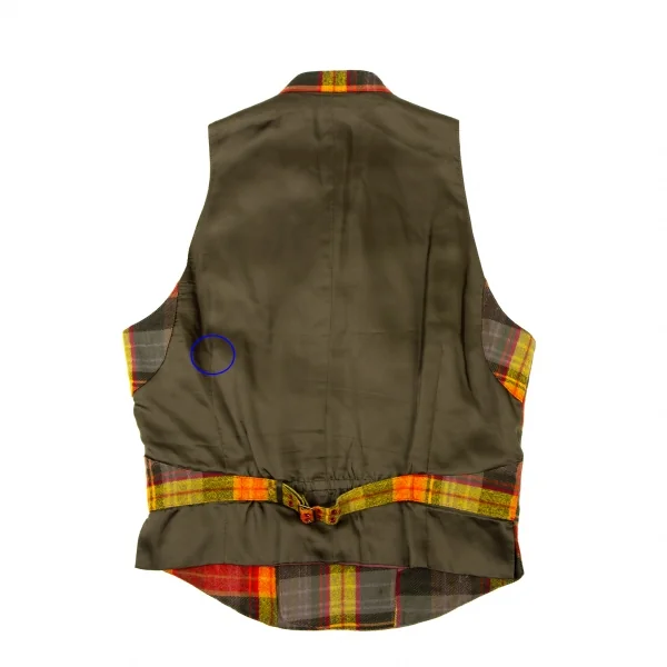 ポールスミスPaul Smith コットンウールシワ加工チェックベスト 赤黄