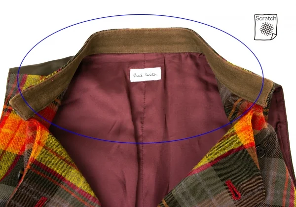 ポールスミスPaul Smith コットンウールシワ加工チェックベスト 赤黄