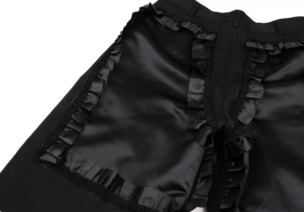 コムデギャルソンCOMME des GARCONS サテンフリル切替ウールギャバ