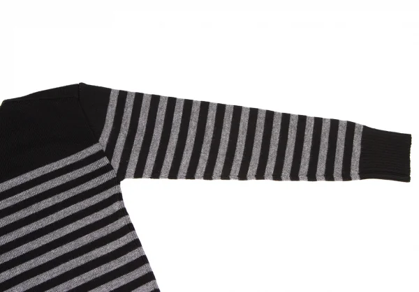 アニエスベーagnes b. PRESTIGE ボーダーニットトップス 黒グレー1 (K