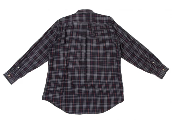 バーバリーズBurberrys' コットンボタンダウンチェックシャツ 紺グレー