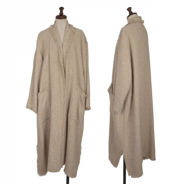 ヨシエイナバYOSHIE INABA カシミヤウールブレード装飾ボタンレス