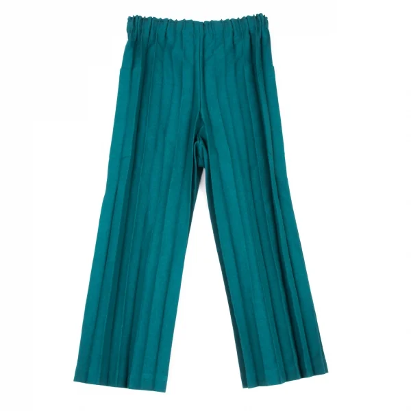 イッセイミヤケ ミーISSEY MIYAKE me ポリプリーツパンツ ターコイズ