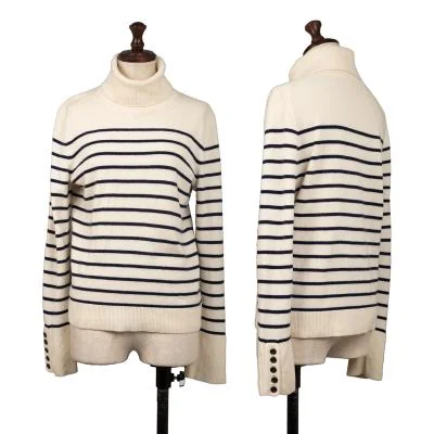 バーバリーBURBERRY LONDON カシミヤ混ウールワンポイント刺繍ボーダー