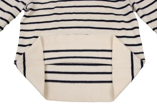 バーバリーBURBERRY LONDON カシミヤ混ウールワンポイント刺繍ボーダー