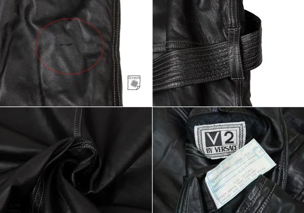 ヴェルサーチV2 BY VERSACE レザーボタンデザインジャケット 黒50 (K