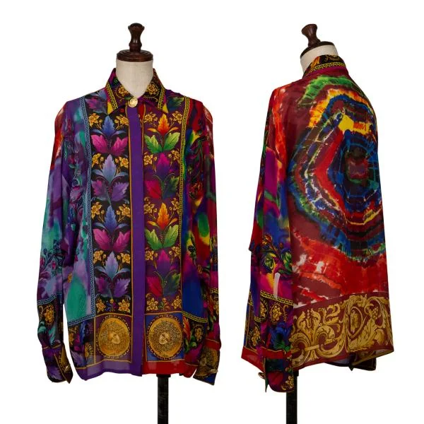 ジャンニヴェルサーチGIANNI VERSACE 総柄プリントボタンフライシャツ