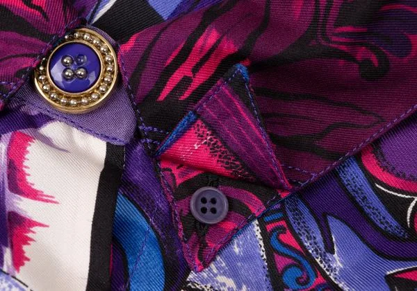 ジャンニヴェルサーチGIANNI VERSACE シルク総柄ボタンフライ半袖