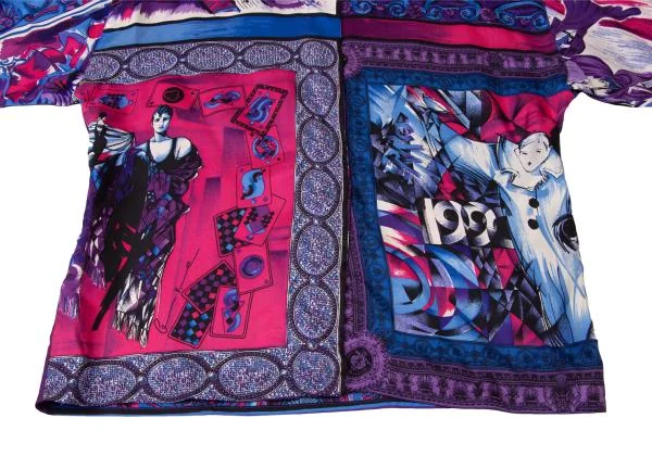 ジャンニヴェルサーチGIANNI VERSACE シルク総柄ボタンフライ半袖