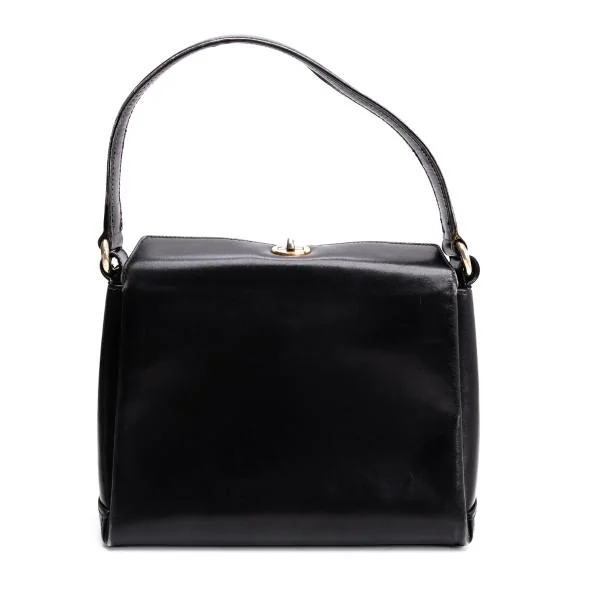 グッチGUCCI ターンロックレザーハンドバッグ 黒 (K-145621)