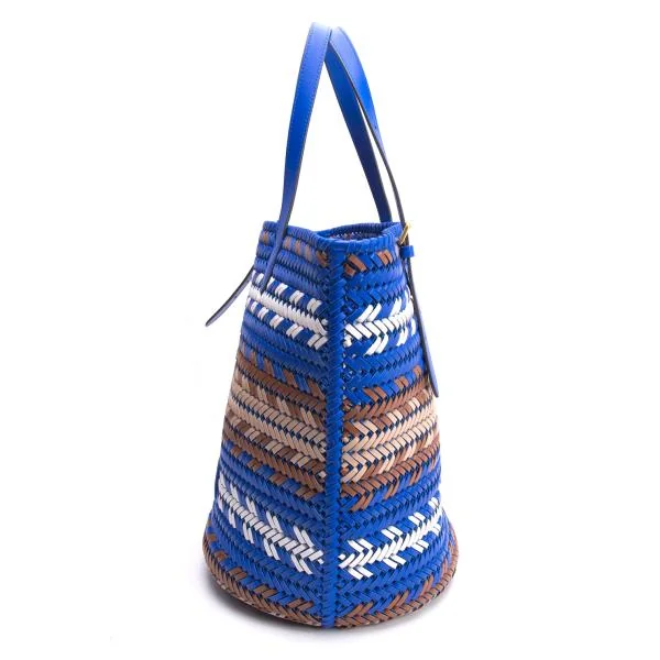 アニヤ ハインドマーチANYA HINDMARCH 編み込みレザートートバッグ 青