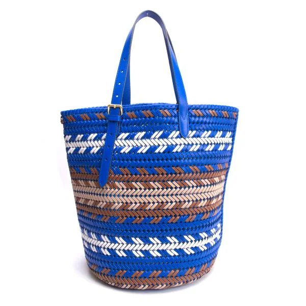 アニヤ ハインドマーチANYA HINDMARCH 編み込みレザートートバッグ 青