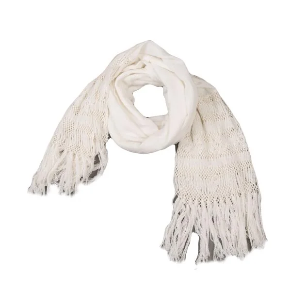 ズッカZUCCA メッシュ編み替えフリンジストール 白 (K-146527)