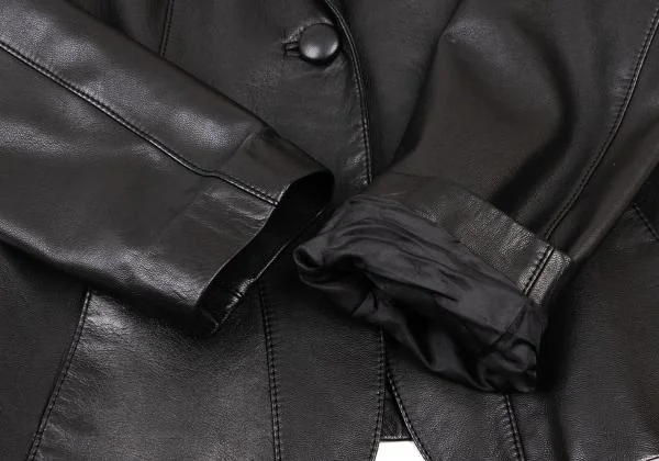 ダナキャランDKNY 切替1Bレザージャケット 黒4 (K-147775)