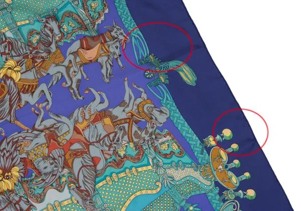 エルメスHERMES カレ90 TOURNEZ MANEGE メリーゴーランド スカーフ 青