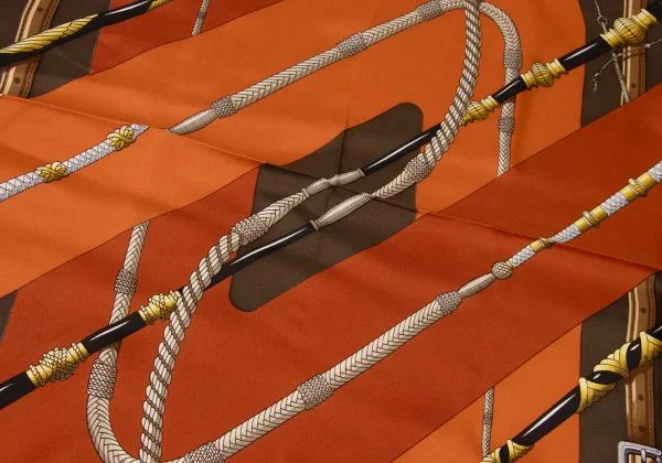 エルメスHERMES カレ90 Clic Clac クリッククラック スカーフ オレンジ