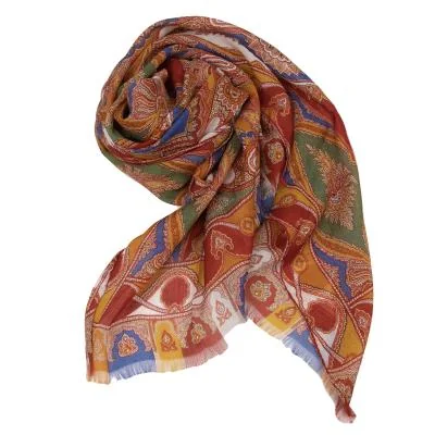 エトロETRO ペイズリー柄大判スカーフ 茶他 (K-144878)