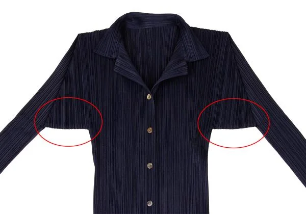 プリーツプリーズPLEATS PLEASE プリーツ長袖シャツ 紺4 (K-148574)