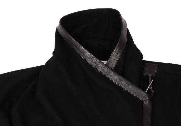 ヘルムートラングHELMUT LANG レザーパイピングボタンレスカーディガン