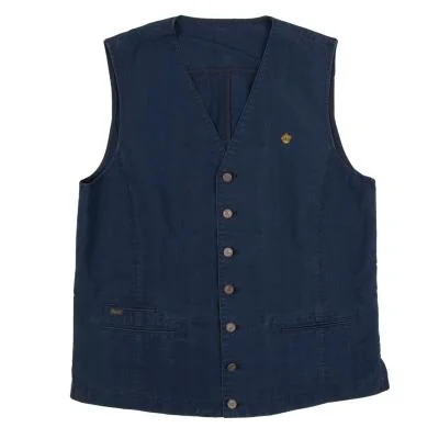 パパスPapas カシミヤウールワンポイントロゴ刺繍ニットベスト 黒L (K