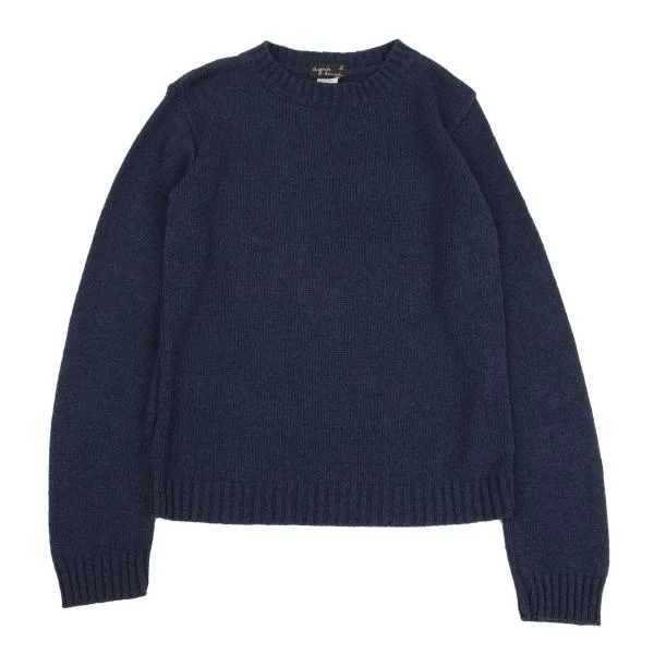 アニエスベーオムagnes b. homme 混紡クルーネックニットセーター 紺M