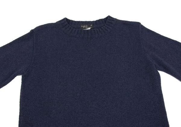 アニエスベーオムagnes b. homme 混紡クルーネックニットセーター 紺M