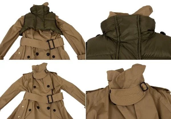 サカイsacai ダウンベスト着脱ロングトレンチコート ベージュカーキ1