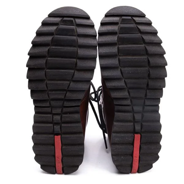 プラダスポーツPRADA SPORT カウレザートレッキングブーツ 茶7.5(27.5