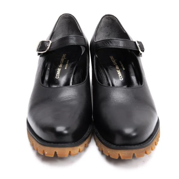 コムデギャルソンCOMME des GARCONS チャンキーヒールレザーメリー