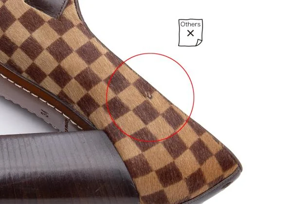 ルイヴィトンLouis Vuitton ダミエハラコヒールパンプス ベージュ茶34