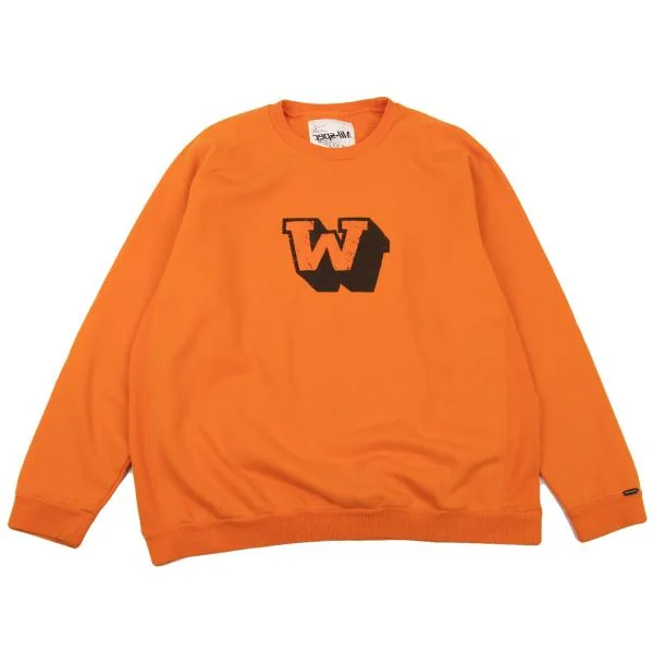 ダブルタップスWTAPS ロゴカレッジプリントスウェット オレンジM位 (K