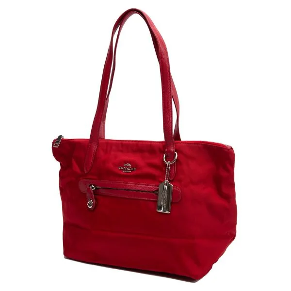 コーチCOACH G1580 レザー切替ナイロントートバッグ 赤 (K-152499)