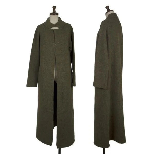 ワイズY's ウールピン留めニットコート カーキ3 (K-153587)