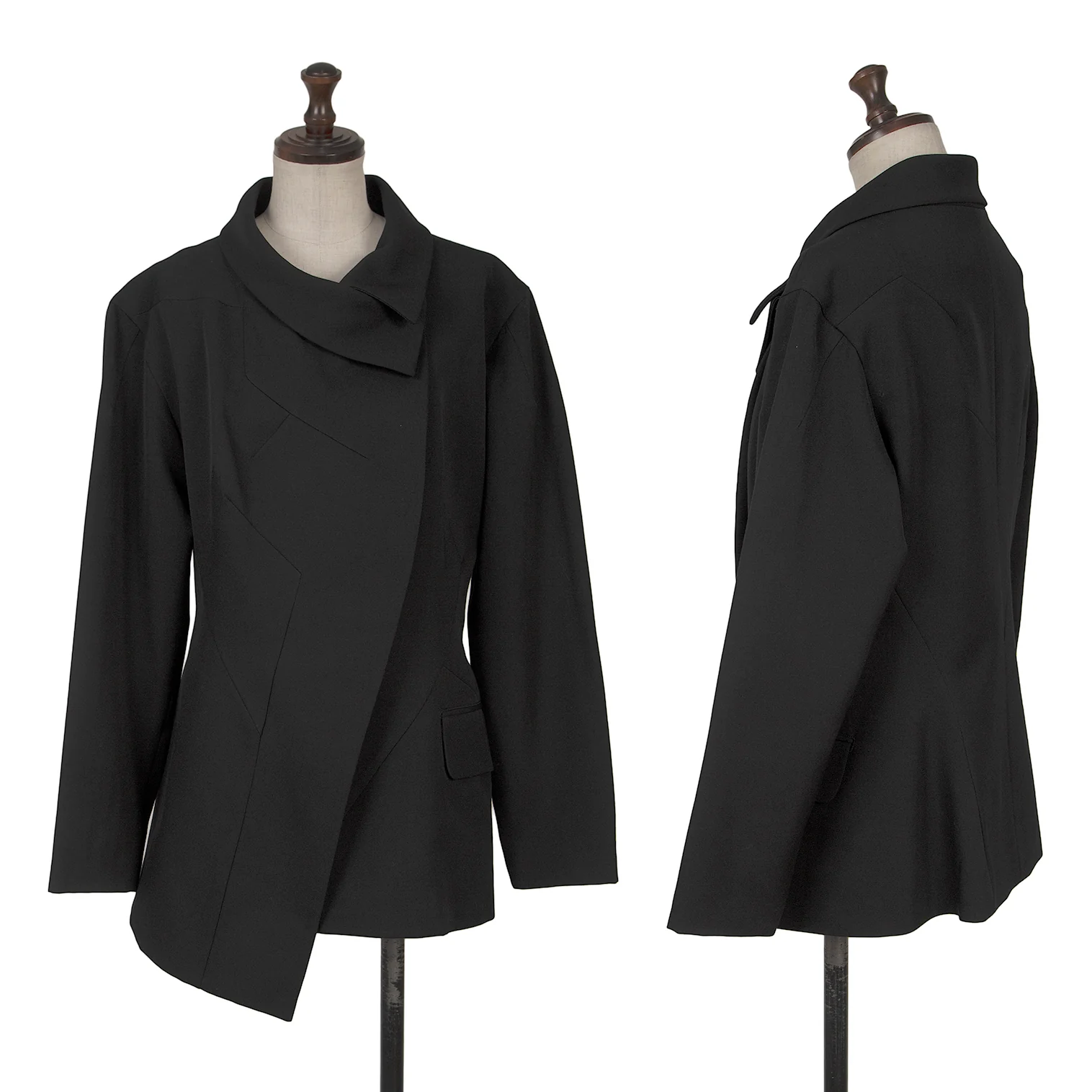 Yohji Yamamoto FEMME Wool Gaba Switching Hook Closure Jacket Black