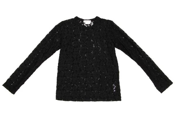 コムデギャルソンCOMME des GARCONS フラワーレースカットソー 黒S (K