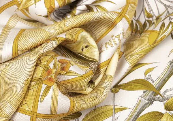 エルメスHERMES カレ90 SERENITE バンブープリントシルクスカーフ