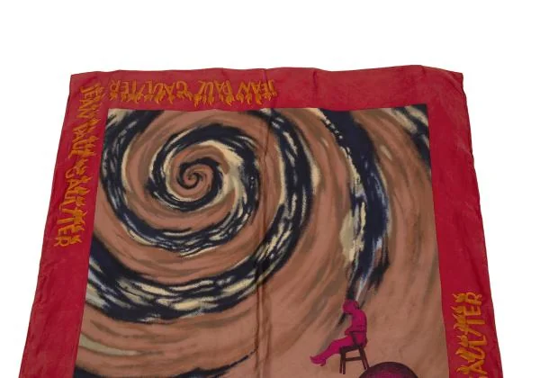 ジャンポールゴルチエJean Paul GAULTIER アートプリントスカーフ 赤茶