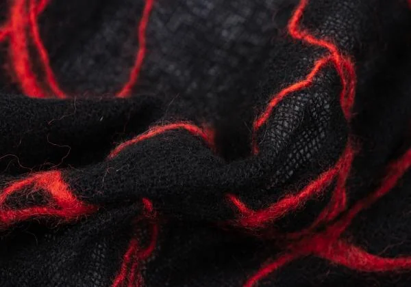 ヨウジヤマモト ファムYohji Yamamoto FEMME ウール刺繍総柄大判