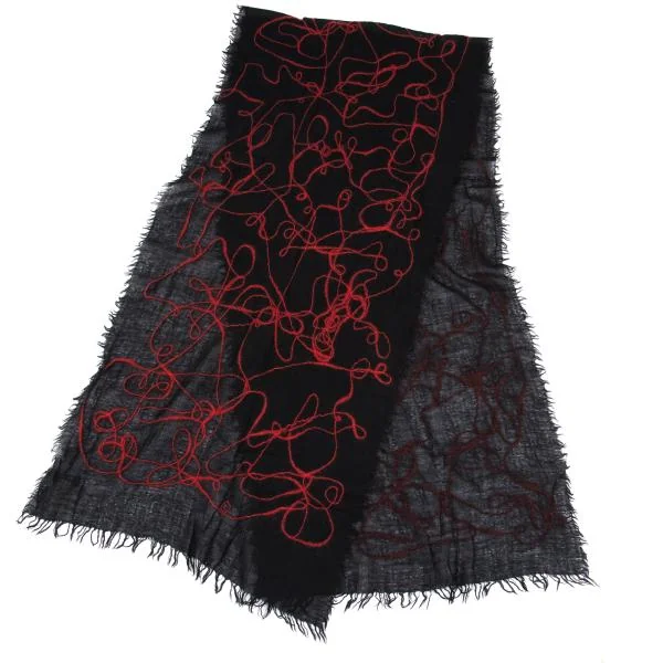 ヨウジヤマモト ファムYohji Yamamoto FEMME ウール刺繍総柄大判