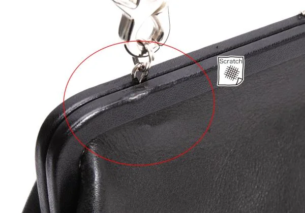 ワイズY's レザーがま口ショルダーバッグ 黒 (K-158930)