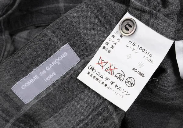 コムデギャルソンオムCOMME des GARCONS HOMME チェックシワ加工長袖