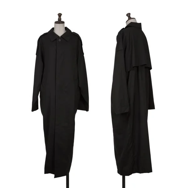 ハイクHYKE ウールエポレットシャツコート 黒1 (K-159144)