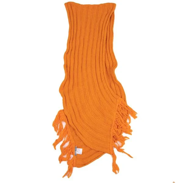 イッセイミヤケISSEY MIYAKE フリンジ切替変形リブニットマフラー