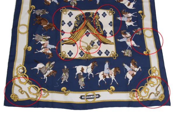 エルメスHERMES カレ90 Equitation Japonaise シルクスカーフ 紺他 (K