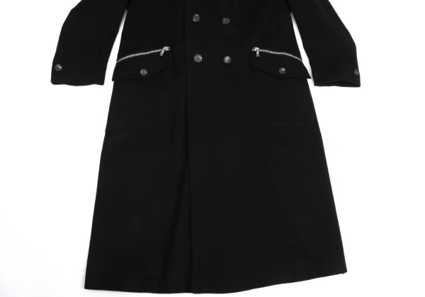 ヴェルサーチVERSACE ジップポケットダブルコート 黒54 (K-161052)