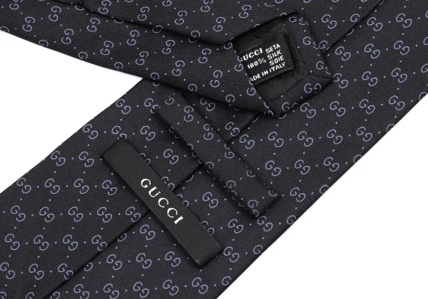 グッチGUCCI GGプリントシルクネクタイ 黒 (K-161298)