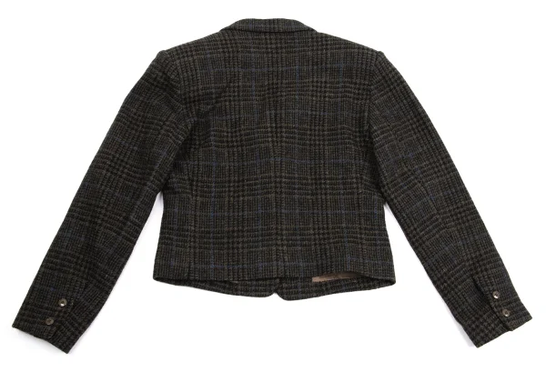 ケンゾーKENZO ウールチェックショートジャケット 茶M (K-161385)